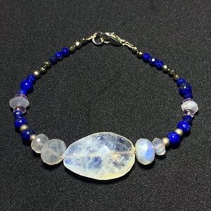 Moonstone, Lapis & Hematite Gemstone Bracelet!